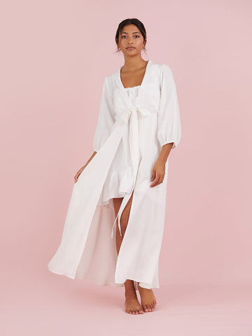 The Emmie Long Night Robe - White
