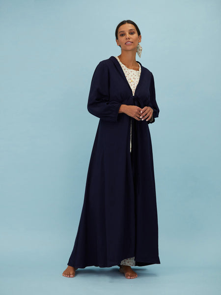 The Emmie Long Night Robe - Navy